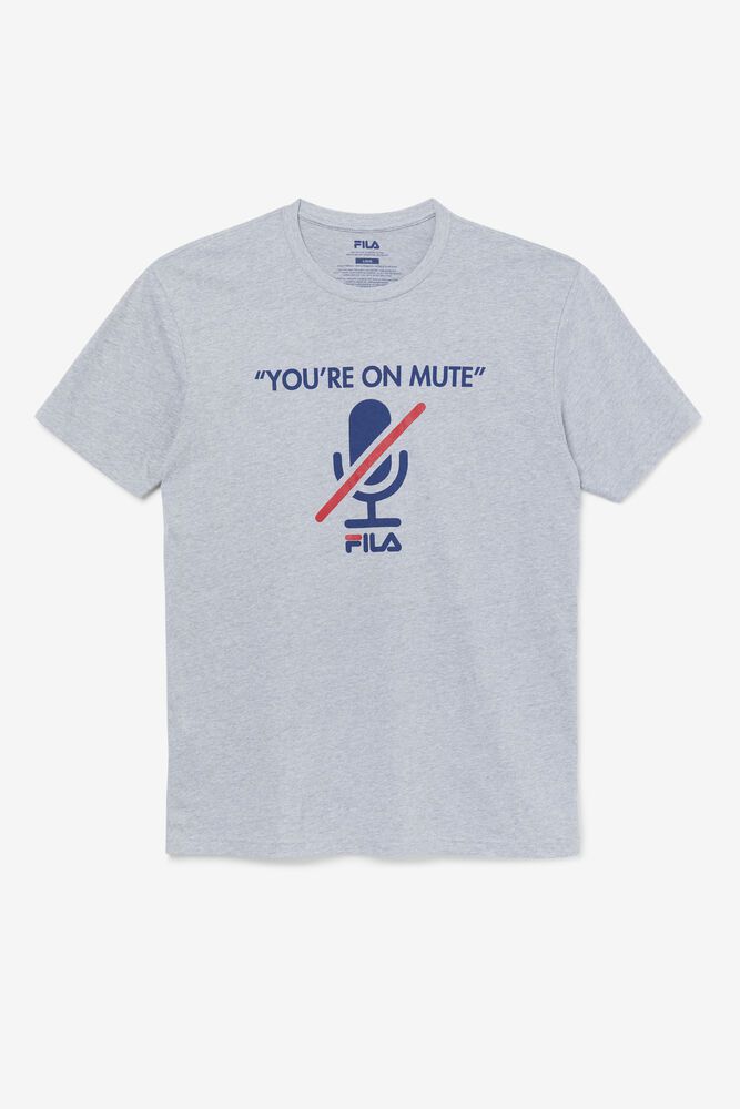 Fila T-Shirt Mens Grey You're On Mute - Ireland 80351-KVPF